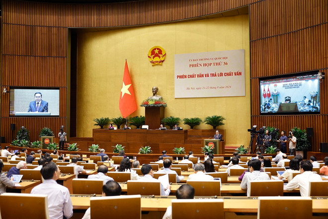 Chủ tịch Quốc hội Trần Thanh Mẫn phát biểu khai mạc. (Ảnh: Doãn Tấn/TTXVN) ttxvn_2108Quochoi1.jpg