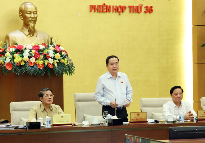 Chủ tịch Quốc hội Trần Thanh Mẫn phát biểu bế mạc phiên họp thứ 36 của Ủy ban Thường vụ Quốc hội. (Ảnh: Thống Nhất/TTXVN) TTXVN_2308Quochoi4.jpg