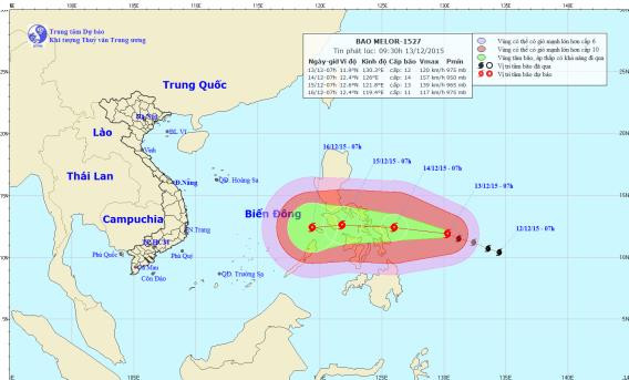 Xuất hiện cơn bão rất mạnh có tên Melor hoạt động gần Biển Đông ảnh 1