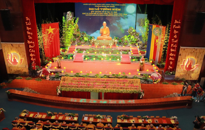 Lễ khai mạc đại lễ tưởng niệm Thánh tổ Ni Đại Ái Đạo và chư Tôn đức Ni tiền bối hữu công Phật giáo Việt Nam năm 2023. (Ảnh: TTXVN phát) Khai mạc Đại lễ tưởng niệm Thánh tổ Ni Đại Ái Đạo tại Bình Phước ảnh 1