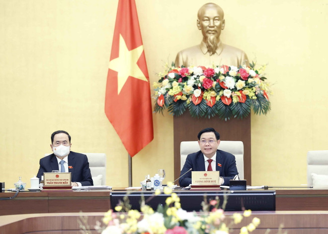 Chủ tịch Quốc hội Vương Đình Huệ phát biểu. (Ảnh: Doãn Tấn/TTXVN) Nâng cao công tác tiếp công dân, giải quyết khiếu nại, tố cáo ảnh 1