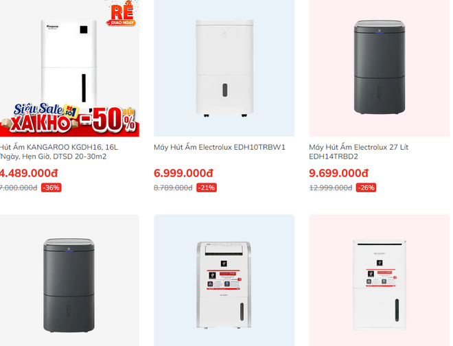 Sản phẩm máy hút ẩm của siêu thị Pico khuyến mại kích cầu. (Ảnh chụp màn hình) mico khuyen mai.PNG