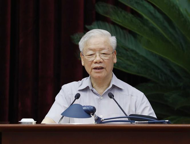 Tổng Bí thư Nguyễn Phú Trọng phát biểu chỉ đạo hội nghị. (Ảnh: Phương Hoa/TTXVN) Xây dựng lực lượng CAND đáp ứng yêu cầu, nhiệm vụ trong tình hình mới ảnh 1
