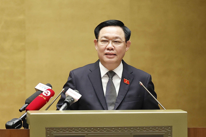Chủ tịch Quốc hội Vương Đình Huệ phát biểu. (Ảnh: Doãn Tấn/TTXVN) Hành động quyết liệt vì lợi ích của nhân dân, giai cấp công nhân ảnh 1