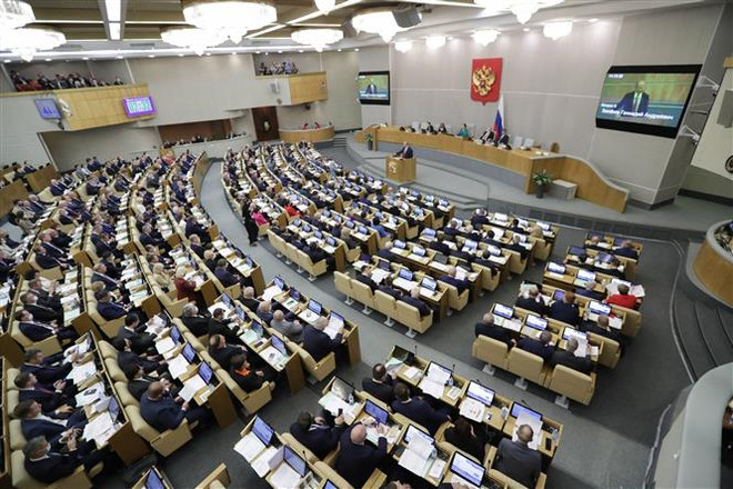 Toàn cảnh một phiên họp Hạ viện Nga ở Moskva. (Ảnh: AFP/TTXVN) Dự luật mới nhất của Nga tăng thêm quyền hạn cho tổng thống ảnh 1