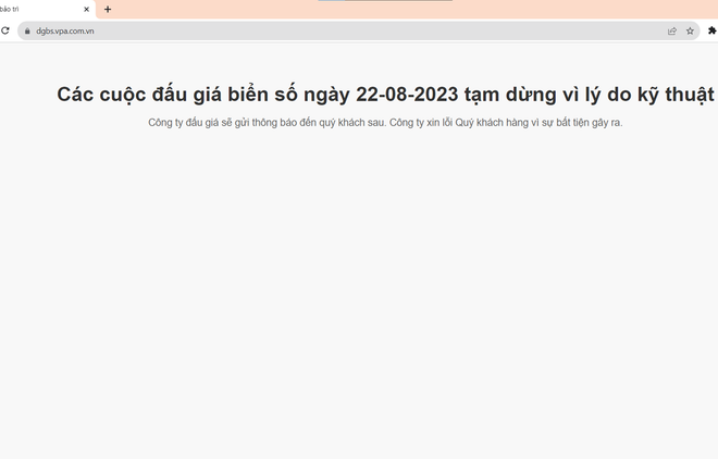 Công ty đấu giá biển số xe ôtô xin lỗi vì sự cố lỗi kỹ thuật trang web ảnh 2
