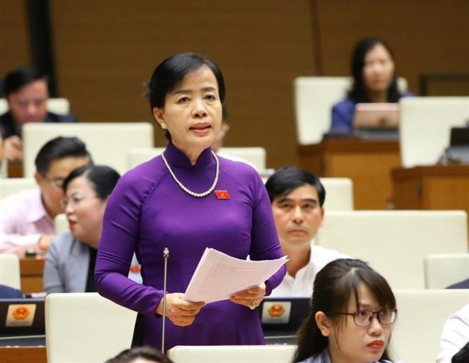 Đại biểu Quốc hội thành phố Đà Nẵng Nguyễn Thị Kim Thúy phát biểu. (Ảnh: Văn Điệp/TTXVN) Giám sát “đúng” và “trúng,” quy rõ trách nhiệm của tổ chức, cá nhân ảnh 2