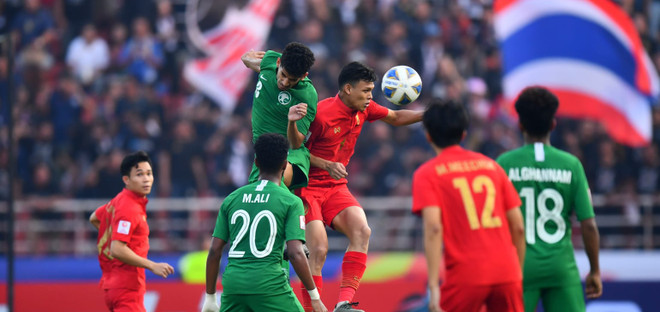 U23 Thái Lan (áo đỏ) bị loại. (Nguồn: AFC) U23 Australia vào bán kết sau 120 phút thi đấu căng thẳng ảnh 2