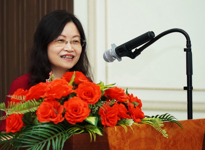 Bà Nguyễn Thị Hạnh, Phó vụ trưởng Vụ Tổ chức cán bộ (Bộ Giáo dục và Đào tạo), phát biểu tại Hội nghị. (Ảnh: Ánh Tuyết/TTXVN) ttxvn hoi nghi giao duc3.jpg