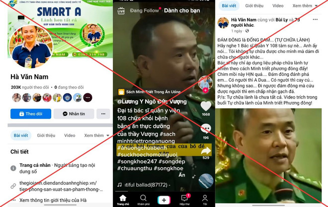Thời gian qua, trên mạng xã hội xuất hiện đoạn clip giả danh bác sỹ của Bệnh viện Quân y 108 nhằm trục lợi. (Ảnh: Bệnh viện cung cấp) Mạo danh bác sỹ Bệnh viện Quân đội 108 để bán thuốc, lừa đảo bệnh nhân ảnh 1