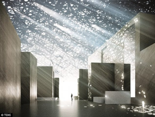 Thiết kế bên trong Bảo tàng Louvre Abu Dhabi. (Nguồn: dailymail.co.uk) Abu Dhabi chi 500 triệu euro xây dựng bảo tàng Louvre dưới biển ảnh 2