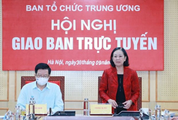 Trưởng Ban Tổ chức Trung ương Trương Thị Mai phát biểu chỉ đạo hội nghị. (Ảnh: Phương Hoa/TTXVN) Kết quả nổi bật công tác tổ chức xây dựng Đảng từ sau Đại hội XIII ảnh 2