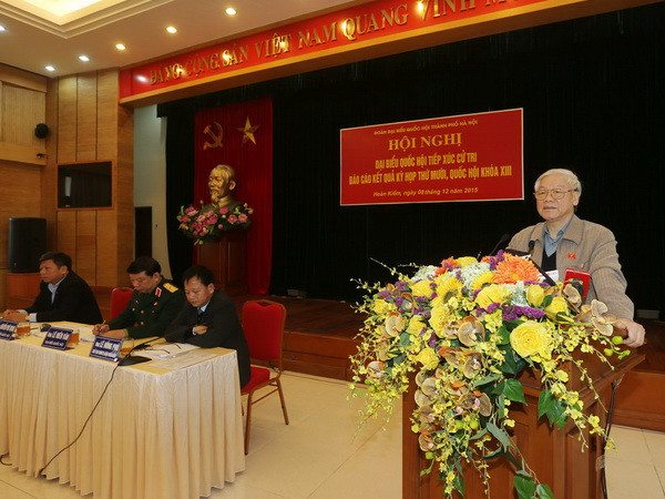 Tổng Bí thư Nguyễn Phú Trọng tiếp xúc các cử tri tại Hà Nội ảnh 1