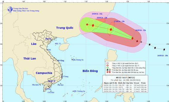 Bão Megi tiếp tục di chuyển, vùng gần tâm bão gió giật trên cấp 17 ảnh 1