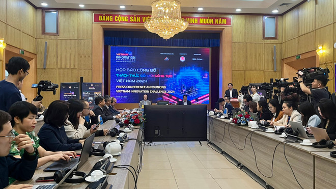 Họp báo công bố Chương trình Thách thức Đổi mới sáng tạo Việt Nam 2024. (Ảnh: Vietnam+) 2.jpg