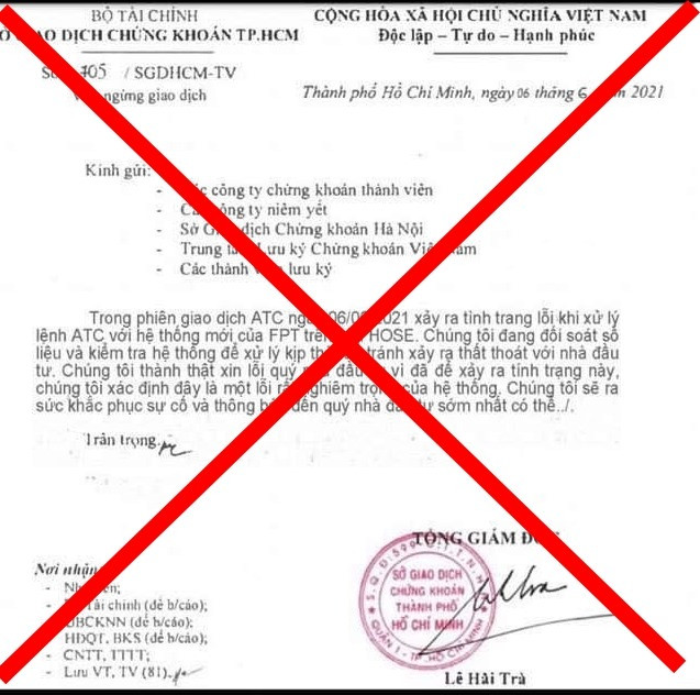 Sở Chứng khoán TP.HCM: Thông tin lỗi phiên giao dịch ATC là giả mạo ảnh 1