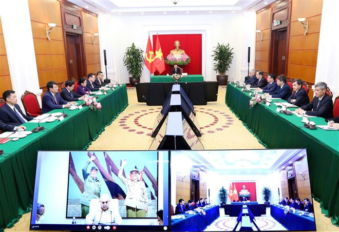 Thường trực Ban Bí thư Võ Văn Thưởng phát biểu tại buổi hội đàm. (Ảnh: An Đăng/TTXVN) Bảo vệ, vun đắp mối quan hệ hữu nghị đặc biệt Việt Nam-Cuba ảnh 1