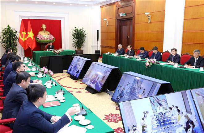 Quang cảnh hội đàm trực tuyến. (Ảnh: An Đăng/TTXVN) Bảo vệ, vun đắp mối quan hệ hữu nghị đặc biệt Việt Nam-Cuba ảnh 2