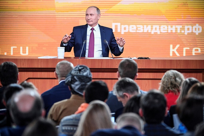 Tổng thống Nga Vladimir Putin. (Nguồn: AFP/TTXVN) Điểm lại những vấn đề nóng trong cuộc họp thường niên của ông Putin ảnh 1