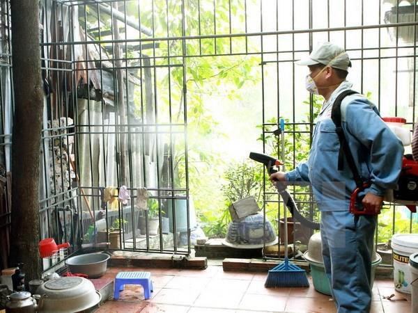 Phun thuốc diệt muỗi. (Nguồn: TTXVN) Đồng Nai ghi nhận trường hợp tử vong đầu tiên do sốt xuất huyết ảnh 1
