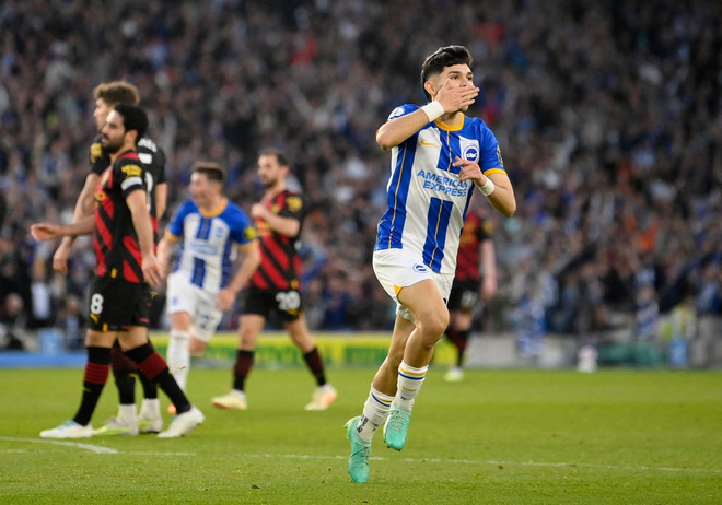 Julio Enciso khiến Manchester City đứt mạch thắng. (Nguồn: Getty Images) Brighton khiến Manchester City đứt mạch thắng tại Premier League ảnh 1
