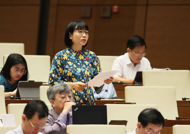 Đại biểu Quốc hội tỉnh Hải Dương Nguyễn Thị Việt Nga phát biểu. (Ảnh: An Đăng/TTXVN) dai bieu nga.PNG