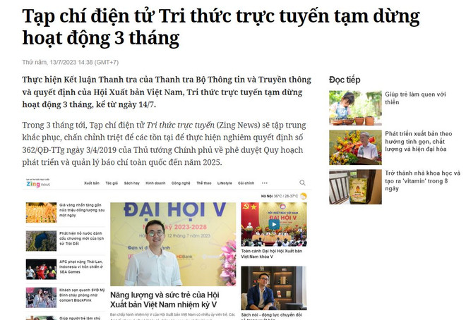 Tạp chí Điện tử Tri thức trực tuyến Zing News dừng hoạt động 3 tháng ảnh 1
