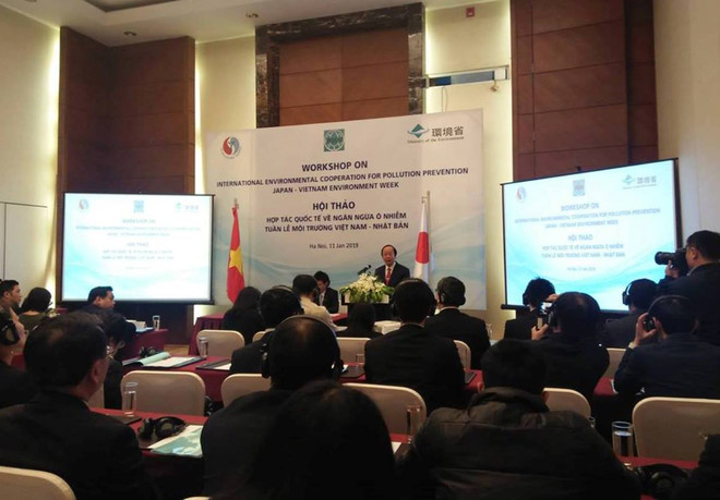 Thứ trưởng Bộ Tài nguyên và Môi trường Võ Tuấn Nhân chia sẻ tại hội thảo. (Ảnh: Văn Hoàng/Vietnam+) Việt Nam-Nhật Bản hợp tác chia sẻ kinh nghiệm ngăn ngừa ô nhiễm ảnh 2