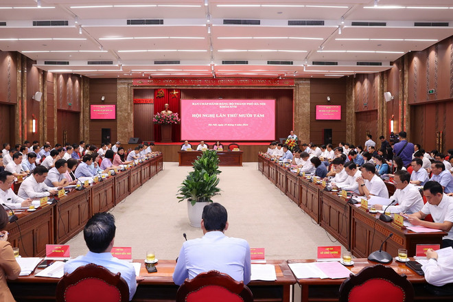 Toàn cảnh Hội nghị lần thứ 18 Ban Chấp hành Đảng bộ thành phố Hà Nội khóa XVII. (Ảnh: Văn Điệp/TTXVN) ttxvn_ban_chap_hanh_dang_bo_thanh_pho_ha_noi_2506-2.jpg