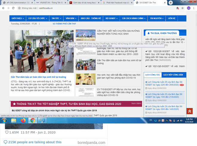 Phát hiện Facebook mạo danh Sở Giáo dục và Đào tạo thành phố Cần Thơ ảnh 1