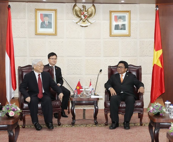 Tổng Bí thư hội kiến Chủ tịch Hội đồng đại biểu địa phương Indonesia ảnh 1