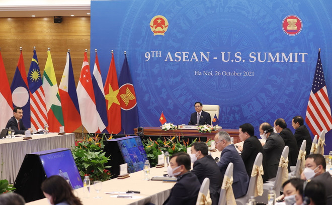 Thủ tướng Phạm Minh Chính phát biểu tại Hội nghị cấp cao ASEAN-Hoa Kỳ lần thứ 9. (Ảnh: Dương Giang/TTXVN) Ngày đầu tiên chuỗi các Hội nghị cấp cao ASEAN và Hội nghị liên quan ảnh 4