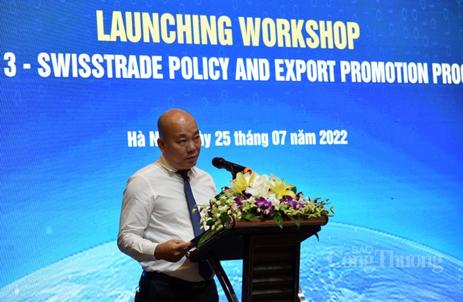 Ông Vũ Bá Phú, Cục trưởng Cục Xúc tiến thương mại, Bộ Công Thương phát biểu tại sự kiện. (Nguồn: congthuong.vn) Khởi động Hợp phần 3 dự án chính sách thương mại và xúc tiến xuất khẩu ảnh 1