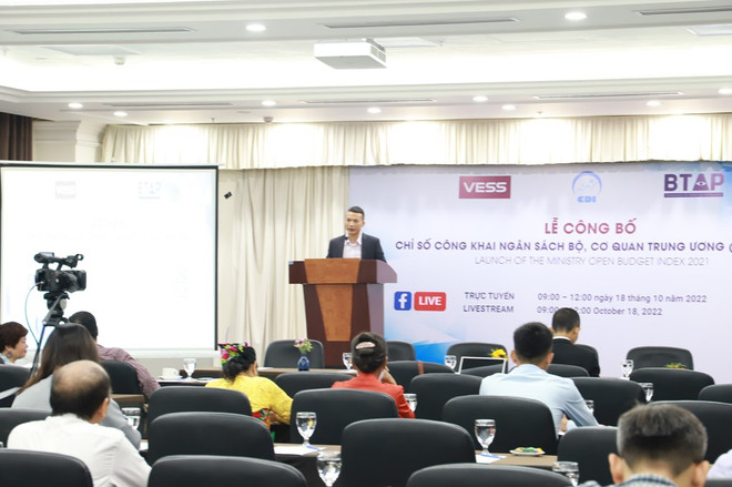 Toàn cảnh lễ công bố. (Nguồn: Bnews/TTXVN) Mức độ công khai ngân sách đã có sự cải thiện nhưng vẫn ở mức thấp ảnh 1