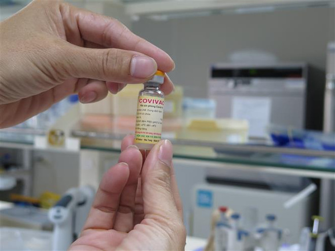 Vaccine Covivac thành phẩm do Viện Vaccine và Sinh phẩm Y tế (thuộc Bộ Y tế) đặt tại Khánh Hòa nghiên cứu và sản xuất. (Ảnh: Phan Sáu/TTXVN) Đẩy nhanh tiến độ sản xuất vaccine phòng COVID-19 trong nước ảnh 1