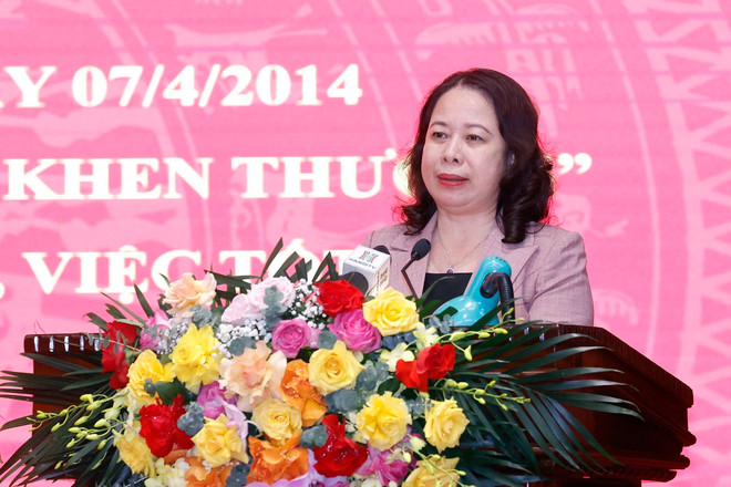 Phó Chủ tịch nước Võ Thị Ánh Xuân phát biểu. (Ảnh: Doãn Tấn/TTXVN) TTXVN_1106thiduaHanoi2.jpg
