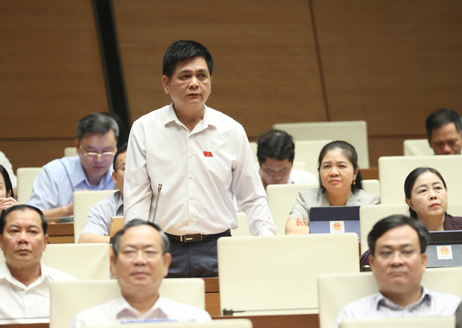 Đại biểu Quốc hội tỉnh Thái Nguyên Nguyễn Lâm Thành phát biểu. (Ảnh: An Đăng/ TTXVN) TTXVN_2706vondautucong3.jpg
