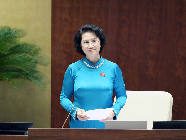 Chủ tịch Quốc hội Nguyễn Thị Kim Ngân phát biểu bế mạc Phiên họp chất vấn và trả lời chất vấn tại Kỳ họp thứ hai, Quốc hội khóa XIV. (Ảnh: Phạm Kiên/TTXVN) Tạo chuyển biến tích cực đối với những vấn đề được chất vấn ảnh 1
