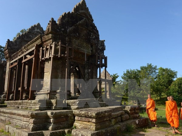 Đền Preah Vihear gần biên giới Campuchia- Thái Lan tại tỉnh Preah Vihear, cách thủ đô Phnom Penh khoảng 400km về phía bắc ngày. (Nguồn: AFP/TTXVN) Thái Lan-Campuchia chuẩn bị tái đàm phán về đền Preah Vihear ảnh 1