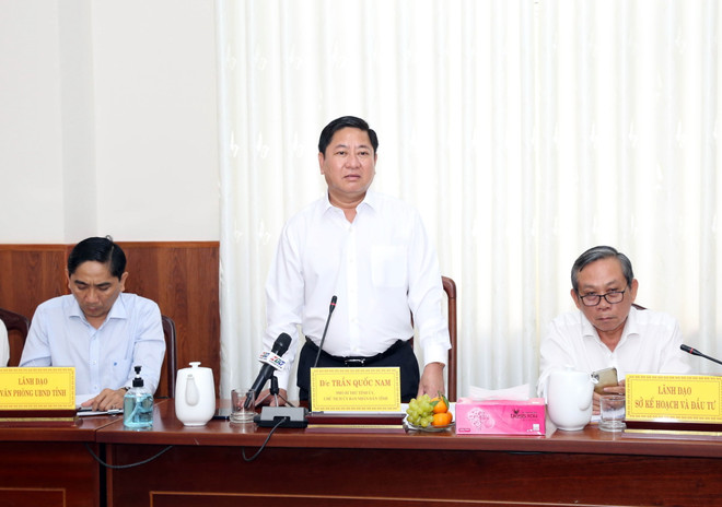 Ông Trần Quốc Nam, Chủ tịch UBND tỉnh Ninh Thuận phát biểu tại buổi lễ. (Ảnh: Công Thử/TTXVN) Ninh Thuận và TP.HCM hợp tác phát triển trên 5 lĩnh vực trọng yếu ảnh 3