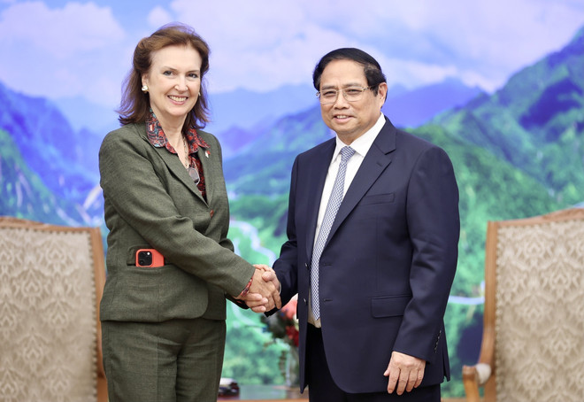 Thủ tướng Phạm Minh Chính tiếp Bộ trưởng Ngoại giao, Ngoại thương và Tôn giáo Argentina Diana Mondino. (Ảnh: Dương Giang/TTXVN) ttxvn_thu_tuong_tiep_bo_truong_ngoai_giao_ngoai_thuong_va_ton_giao_argentina_1.jpeg