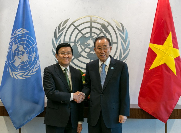 Chủ tịch nước Trương Tấn Sang hội kiến Tổng Thư ký LHQ Ban Ki-moon ảnh 1