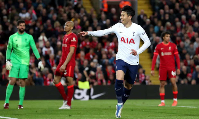 Son Heung-min khiến Liverpool phải chia điểm ở Anfield. (Nguồn: Getty Images) Premier League: Liverpool mất điểm trên sân nhà, M.U thảm bại ảnh 1