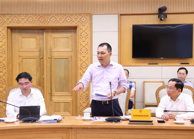 Chủ tịch Tập đoàn Điện lực Việt Nam Đặng Hoàng An phát biểu. (Ảnh: Văn Điệp/TTXVN) ttxvn_quy_dinh_ve_co_che_mua_ban_dien_truc_tiep_1405-3.jpg