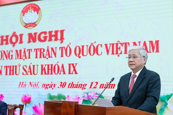 Chủ tịch Ủy ban Trung ương Mặt trận Tổ quốc Việt Nam Đỗ Văn Chiến phát biểu. (Ảnh: qdnd.vn) Phát huy vai trò quan trọng của Mặt trận trong phòng chống dịch bệnh ảnh 2