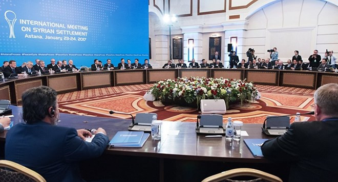 Quang cảnh vòng đàm phán hòa bình ở Syria diễn ra ở thủ đô Astana của Kazakhstan hồi tháng 1. (Nguồn: Sputnik) Nga: Chính phủ Syria sẽ tham gia vòng hòa đàm mới ở Geneva ảnh 1