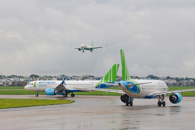 Bamboo Airways cũng đang nỗ lực tăng giờ khai thác bình quân của máy bay để tăng tối đa tải cung ứng. (Ảnh: PV/Vietnam+) may-bay-bamboo-airways-1992.jpg