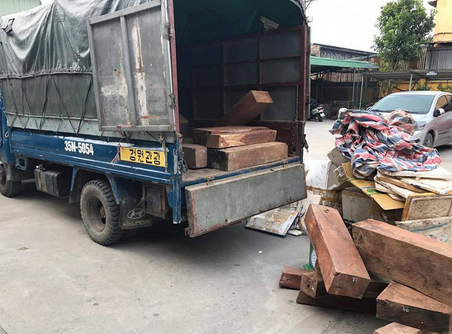 Cảnh sát giao thông Hà Nội bắt vụ vận chuyển gần 1 tấn gỗ hương lậu ảnh 1