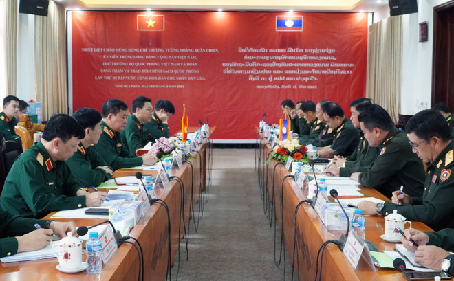 Toàn cảnh Phiên Đối thoại Chính sách Quốc phòng cấp Thứ trưởng lần thứ 3. (Ảnh: Phạm Kiên/TTXVN) Việt Nam và Lào tăng cường hợp tác quốc phòng song phương ảnh 1