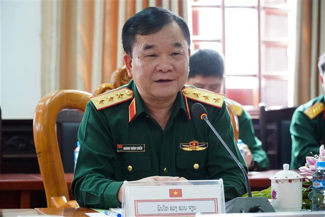 Thượng tướng Hoàng Xuân Chiến, Thứ trưởng Bộ Quốc phòng tại Phiên Đối thoại Chính sách Quốc phòng cấp Thứ trưởng lần thứ 3. (Ảnh: Phạm Kiên/TTXVN) Việt Nam và Lào tăng cường hợp tác quốc phòng song phương ảnh 2